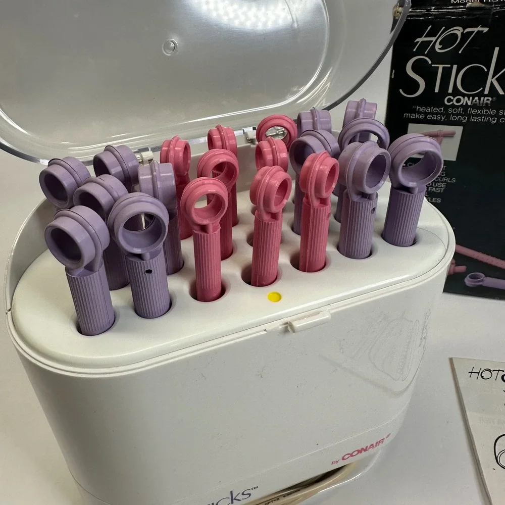 Conair Hot Sticks Instant Heat Hair‎ Rollers Model HS19 Vintage 20 Count Boxed
